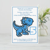 Elke leeftijd Blue T Rex Dinosaurus Verjaardag Kaart (Staand voorkant)