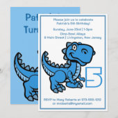 Elke leeftijd Blue T Rex Dinosaurus Verjaardag Kaart (Voorkant / Achterkant)