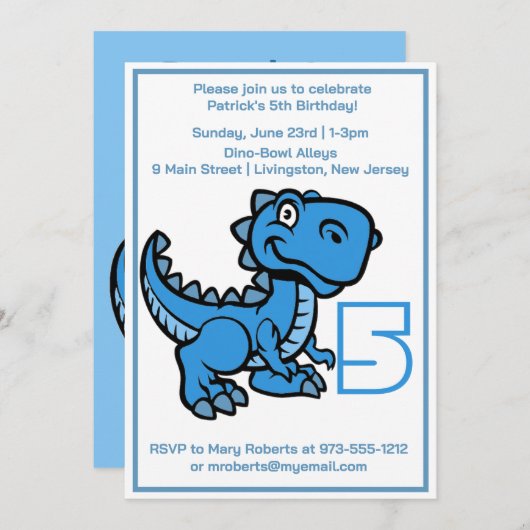 Elke leeftijd Blue T Rex Dinosaurus Verjaardag Kaart (Voorkant / Achterkant)