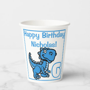 Elke leeftijd Blue T Rex Dinosaurus Verjaardag Papieren Bekers