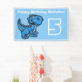 Elke leeftijd Blue T Rex Dinosaurus Verjaardag Spandoek (Insitu)