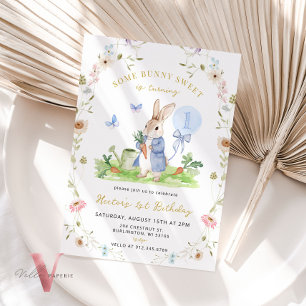 ELKE LEEFTIJD Bunny Blue Waterverf Wildflower Verj Kaart