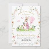 ELKE LEEFTIJD Bunny Pink Waterverf Wildflower Verj Kaart (Voorkant)