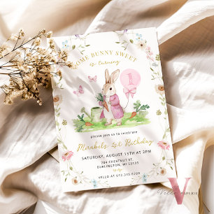 ELKE LEEFTIJD Bunny Pink Waterverf Wildflower Verj Kaart