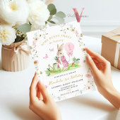 ELKE LEEFTIJD Bunny Pink Waterverf Wildflower Verj Kaart