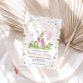 ELKE LEEFTIJD Bunny Pink Waterverf Wildflower Verj Kaart