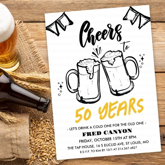 ELKE LEEFTIJD - Cheers and Beers Verjaardagsuitnod Kaart