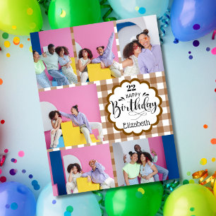 Elke leeftijd Chocolade Bruin 7 Fotocollage Verjaa Kaart