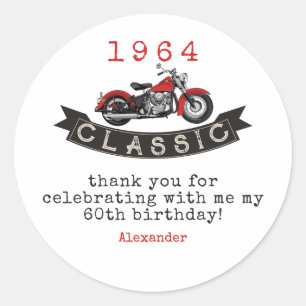 Elke Leeftijd Classic Motorfiets Verjaardag Ronde Sticker