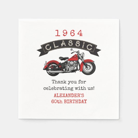 Elke Leeftijd  Classic Motorfiets Verjaardag Servet (Voorkant)