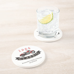 Elke Leeftijd Classic Motorfiets Verjaardag Zandsteen Onderzetter