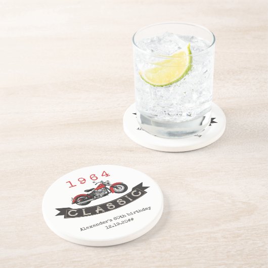 Elke Leeftijd  Classic Motorfiets Verjaardag Zandsteen Onderzetter (Zijkant)