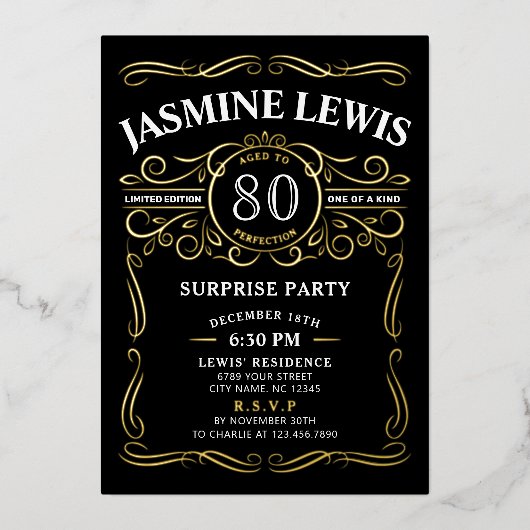 Elke  leeftijd die als verrassingsdag wordt bescho folie uitnodiging (Voorkant)