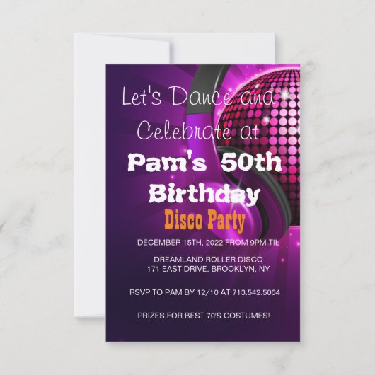 Elke leeftijd - Disco Birthday Party Kaart (Voorkant)