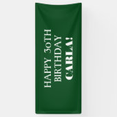 Elke Leeftijd Donkergroen White Happy Birthday Ban Spandoek (Verticaal)