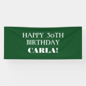 Elke Leeftijd Donkergroen White Happy Birthday Ban Spandoek (Horizontaal)