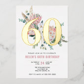 Elke leeftijd Elegant modern Roos Floral Folie Uitnodiging (Voorkant)