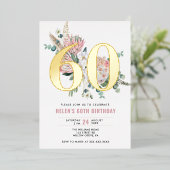 Elke leeftijd Elegant modern Roos Floral Folie Uitnodiging (Staand Voorkant)