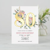 Elke leeftijd Elegant modern Roos Floral Folie Uitnodiging (Staand Voorkant)