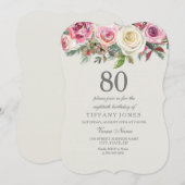 Elke leeftijd Elegant White Rose Floral 80th Birth Kaart (Voorkant / Achterkant)