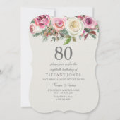 Elke leeftijd Elegant White Rose Floral 80th Birth Kaart (Voorkant)