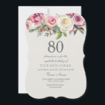 Elke leeftijd Elegant White Rose Floral 80th Birth Kaart<br><div class="desc">Elke Leeftijd Elegant White Rose Floral Birthday Invite Bekijk het overeenkomende collectivisme</div>