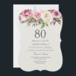 Elke leeftijd Elegant White Rose Floral 80th Birth Kaart<br><div class="desc">Elke Leeftijd Elegant White Rose Floral Birthday Invite Bekijk het overeenkomende collectivisme</div>