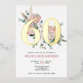 Elke Leeftijd Elegante Moderne Stof Roze Bloem Folie Uitnodiging (Voorkant)