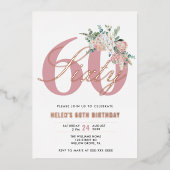 Elke Leeftijd Elegante Moderne Stof Roze Bloem Folie Uitnodiging (Voorkant)