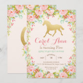 ELKE LEEFTIJD/EVENEMENT - Paard Bloemen Uitnodigin Kaart (Voorkant / Achterkant)