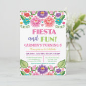 ELKE LEEFTIJD - Fiesta Bloemen Verjaardagsuitnodig Kaart (Staand voorkant)