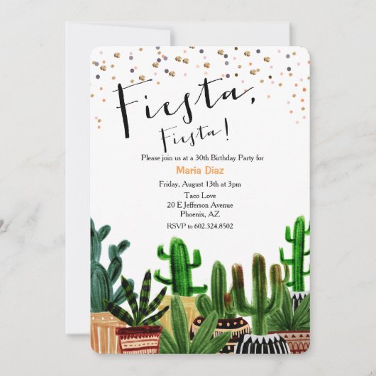 ELKE LEEFTIJD - Fiesta Cactus Birthday Uitnodiging (Voorkant)