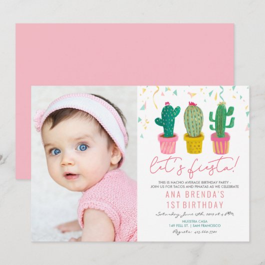 ELKE LEEFTIJD - Fiesta Cactus Birthday Uitnodiging (Voorkant / Achterkant)