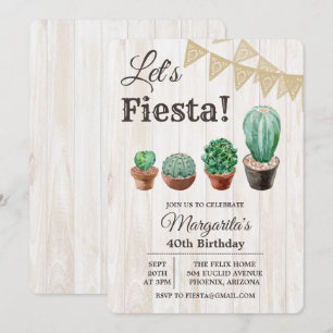 ELKE LEEFTIJD - Fiesta Cactus Verjaardagsuitnodigi Kaart