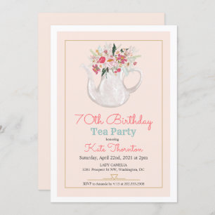 ELKE LEEFTIJD - Floral Teapot Tea Party Birthday Kaart