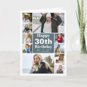 Elke leeftijd fotocollage gevouwen verjaardag groe kaart (Voorkant)