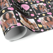 Elke leeftijd Fotocollage Verjaardag Ballon Roze 2 Cadeaupapier (Rol Hoek)