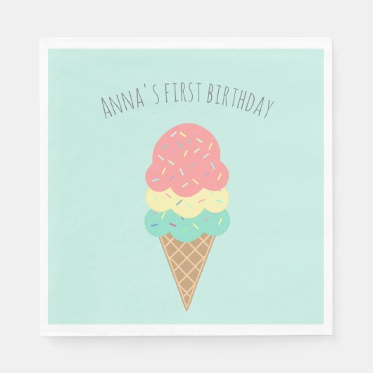 Elke leeftijd gepersonaliseerde ijsverjaardagsluie servet (Voorkant)