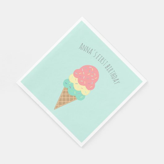 Elke leeftijd gepersonaliseerde ijsverjaardagsluie servet (Hoek)