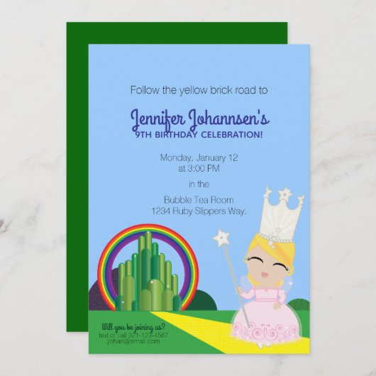 ELKE LEEFTIJD Glinda van Oz VERJAARDAG FEEST uitno Kaart (Voorkant / Achterkant)