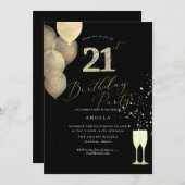 Elke leeftijd, Gouden Glitter Ballonnen Diamond Kaart (Voorkant / Achterkant)