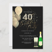 Elke leeftijd, Gouden Glitter Ballonnen Diamond Kaart (Voorkant)