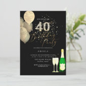 Elke leeftijd, Gouden Glitter Ballonnen Diamond Kaart (Staand voorkant)