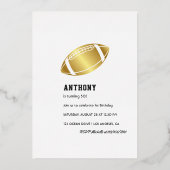 Elke leeftijd groen en gouden Football verjaardags Folie Uitnodiging (Achterkant)