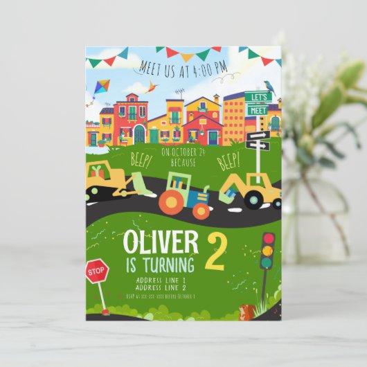 Elke leeftijd, groene tractor verjaardag kaart (Staand voorkant)