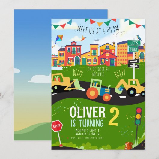 Elke leeftijd, groene tractor verjaardag kaart (Voorkant / Achterkant)