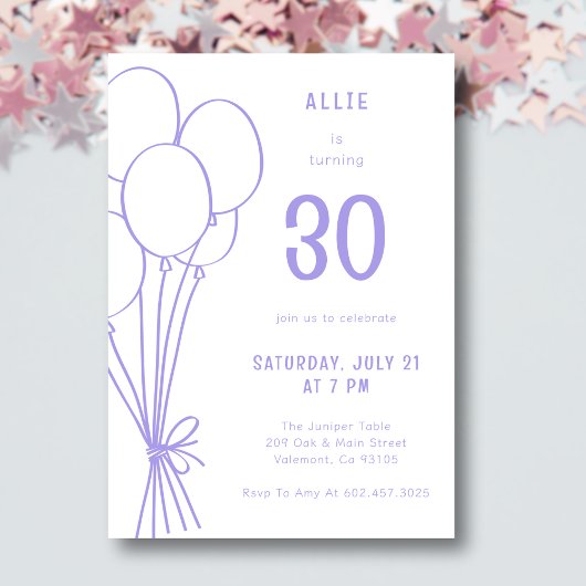 Elke Leeftijd Hand Getrokken Verjaardag Ballon Lav Kaart