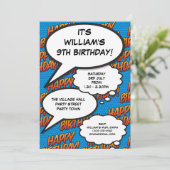 Elke Leeftijd Happy Birthday Party Blue Modern Kaart (Staand voorkant)