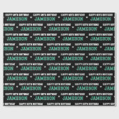 Elke Leeftijd Happy Birthday Retro Custom Green Bl Cadeaupapier (Vlak)