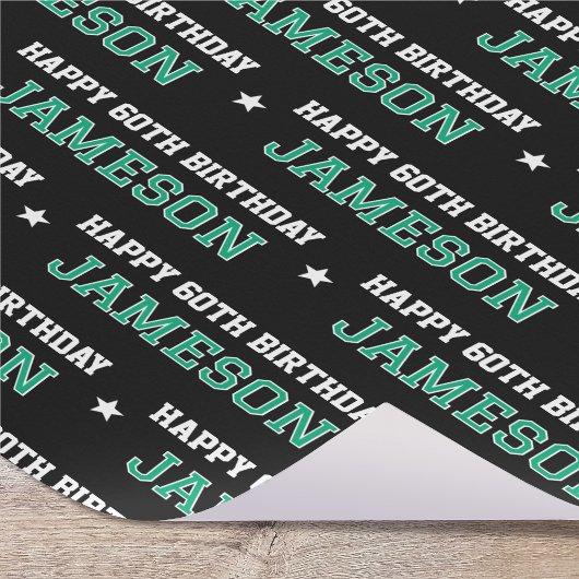 Elke Leeftijd Happy Birthday Retro Custom Green Bl Cadeaupapier